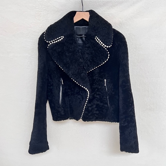 ✨HP✨NWOT Alexander Wang Embellished Shearling Coat - Picture 4 of 10